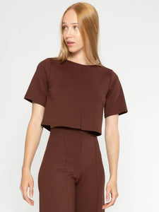 Ripley Rader Ponte Short Sleeve Top -Choloate
