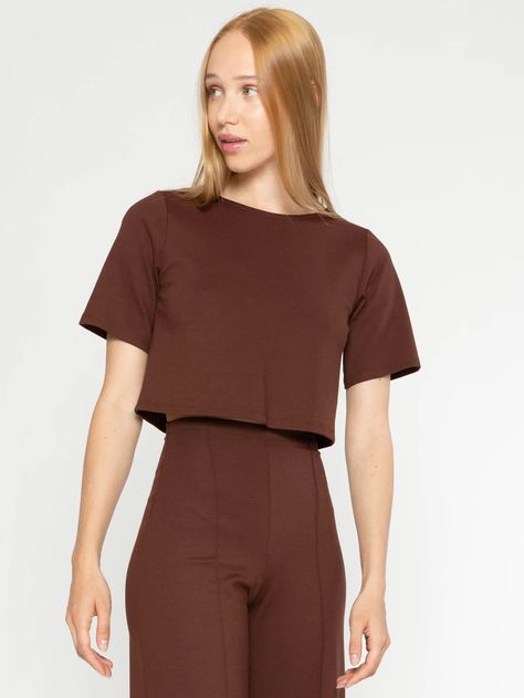 Ripley Rader Ponte Short Sleeve Top -Choloate