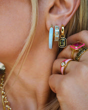 Load image into Gallery viewer, LUV AJ Bezel Huggies - Black/Gold
