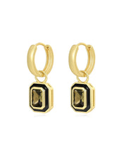 Load image into Gallery viewer, LUV AJ Bezel Huggies - Black/Gold
