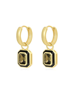 LUV AJ Bezel Huggies - Black/Gold