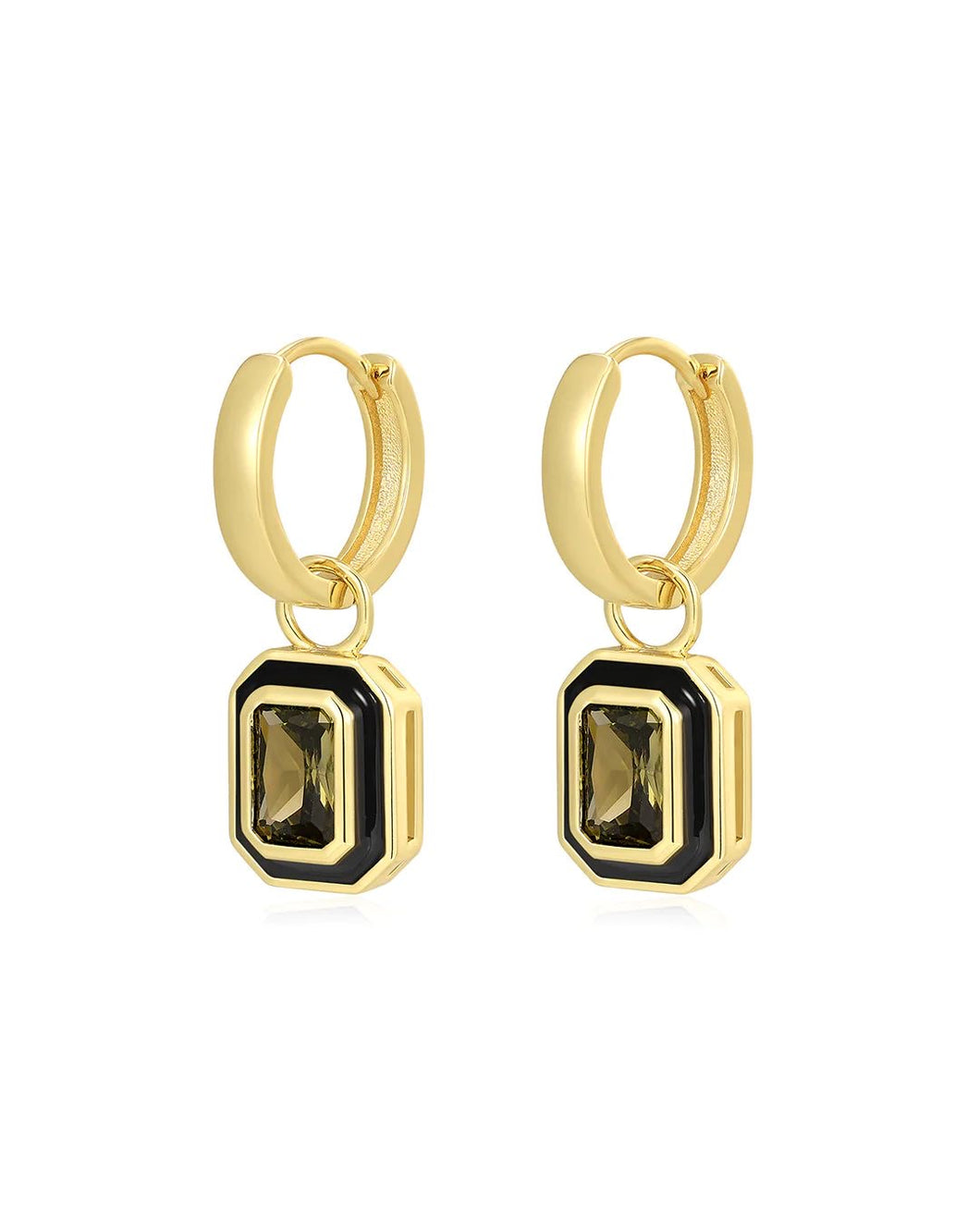 LUV AJ Bezel Huggies - Black/Gold