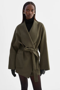 Lamarque Mekia Coat in Dark Olive
