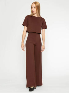 Ripley Rader Ponte Short Sleeve Top -Choloate
