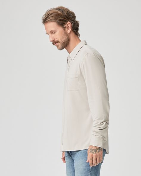 PAIGE Stockton Button Up - Fresh Oyster