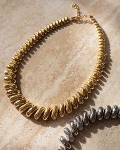 LUV AJ Ridged Pyramid Statement Necklace (Gold or Silver)