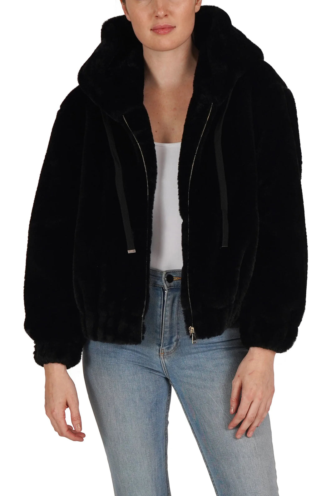 Love Token Faux Fur Bomber