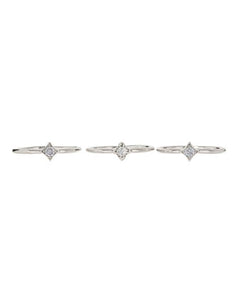 LUV AJ Bezel Charm Ring Set (Gold or Silver