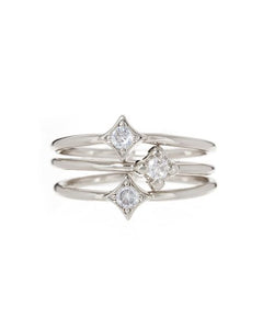 LUV AJ Bezel Charm Ring Set (Gold or Silver